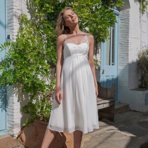 Kurzes knielanges Umstandskleid ivory Kollektion 2020 A7221k 2 Fashion Queen GmbH