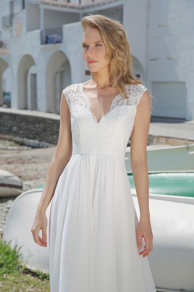 Langes Standesamtkleid Ivory Kollektion 2020 A7204 2 Fashion Queen GmbH