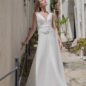 Langes Standesamtkleid Ivory Kollektion 2020 A7209 5 Fashion Queen GmbH